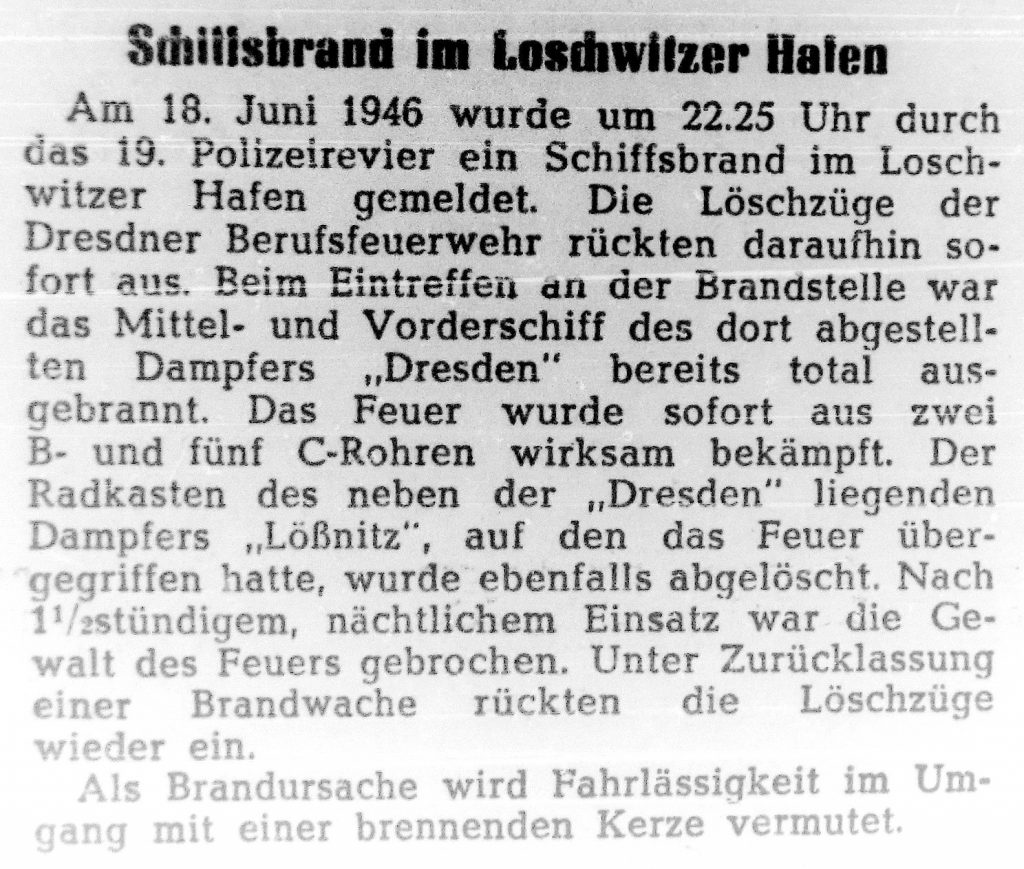 1946-06-23 PD DRESDEN - Zeitungsmeldung der Sächsischen Zeitung